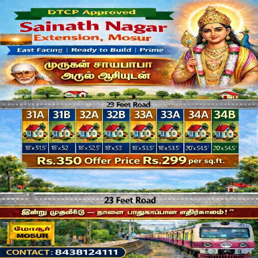 # Tiruvallur next Mosur Railway station near DTCP APPROVED plots