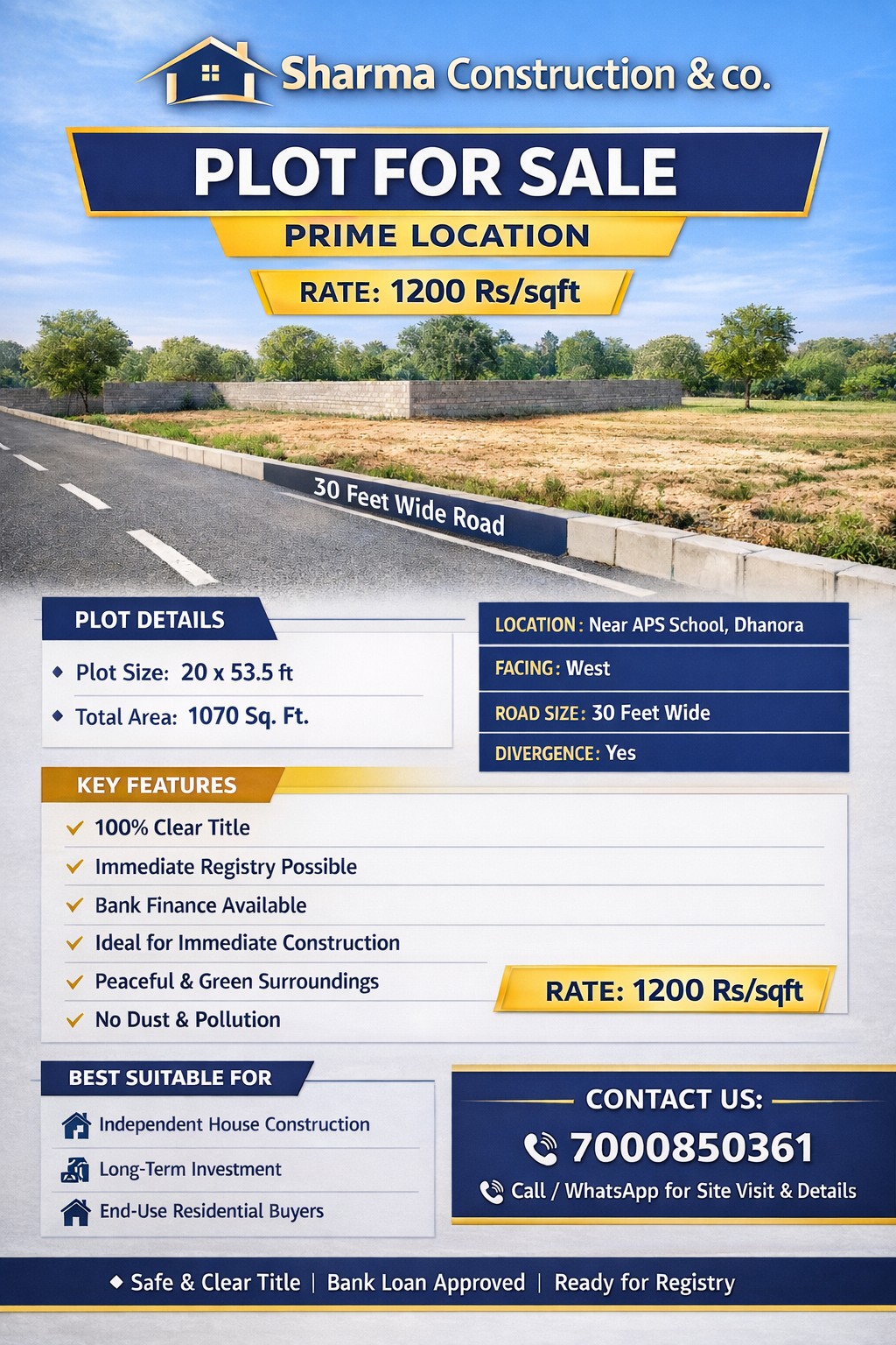 1070 sqft diverted plot available for sale